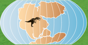 Eine Karte der Erde vor 250 Millionen Jahren. Die Welt war ein Kontinent. Es lebten wenige Dinosaurier.