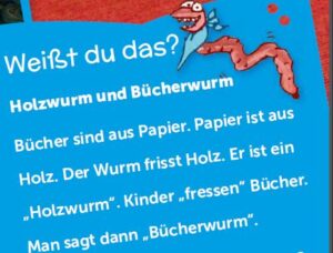 Ein Text. Er erklärt den Unterschied zwischen einem Holzwurm und Bücherwurm.