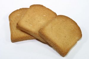 Drei Scheiben Brot in der Form eines Toastbrotes